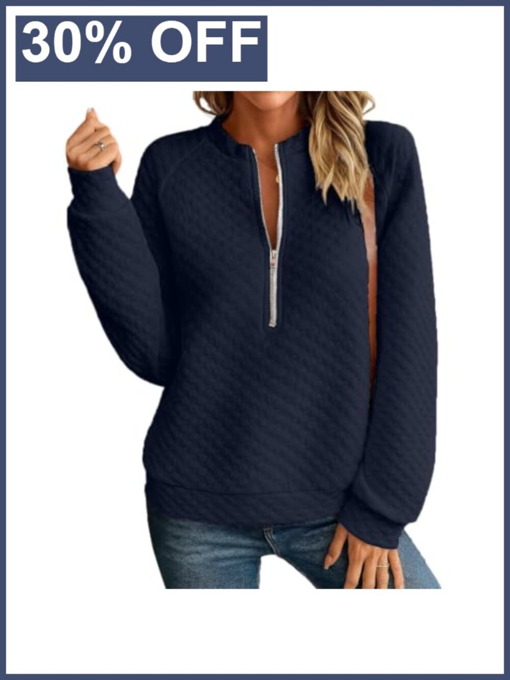 Half Zip Quilted Sweatshirt Women Loose Fit Stand Collar Pullover Top